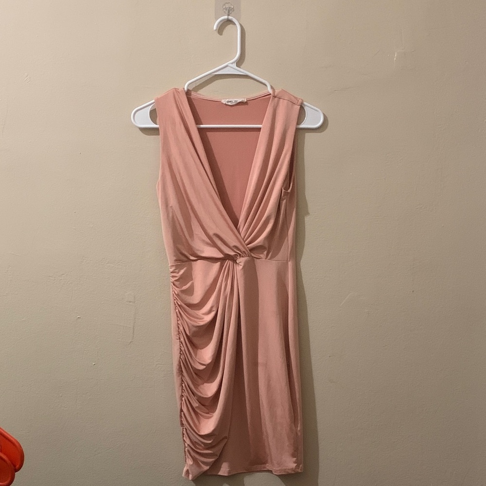 Chic Draped Pink Mini Dress